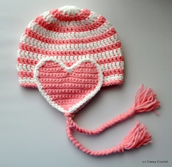 Free Pattern: Crochet Valentine Heart Earflap Hat