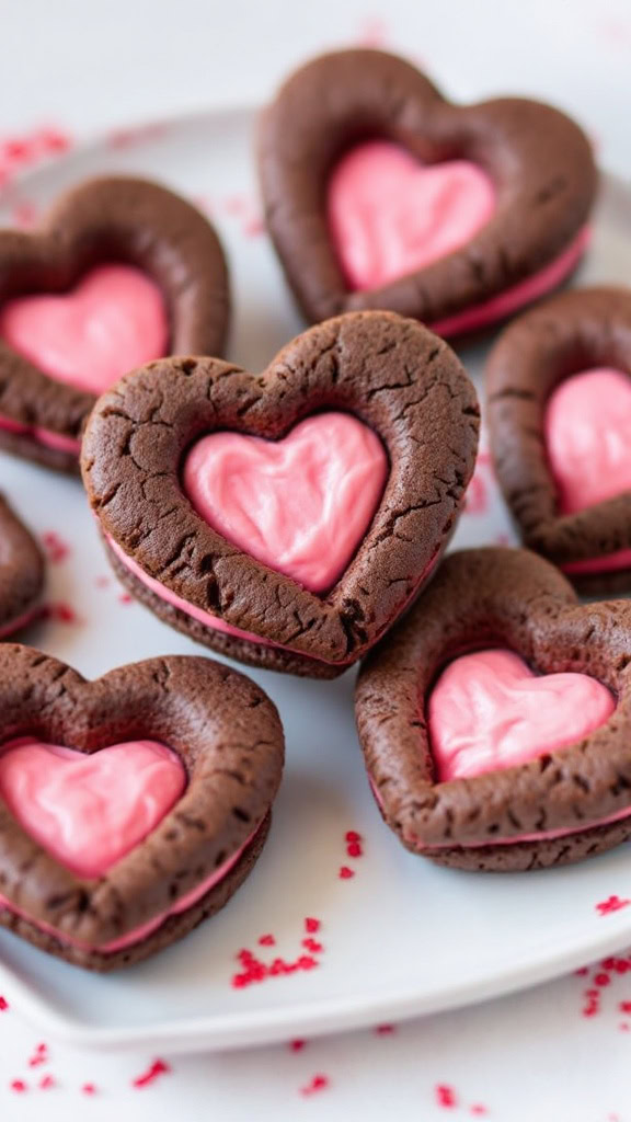 These Valentine chocolate sandwich cookies are a sweet treat that will steal anyone's heart. With rich chocolate cookies and creamy pink filling, they’re perfect for sharing on this special day. Check out the full recipe here!