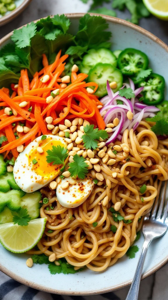 These Vegan Thai Peanut Noodles are a tasty treat that everyone will enjoy. The creamy peanut sauce blends perfectly with fresh veggies and noodles, making each bite delightful.