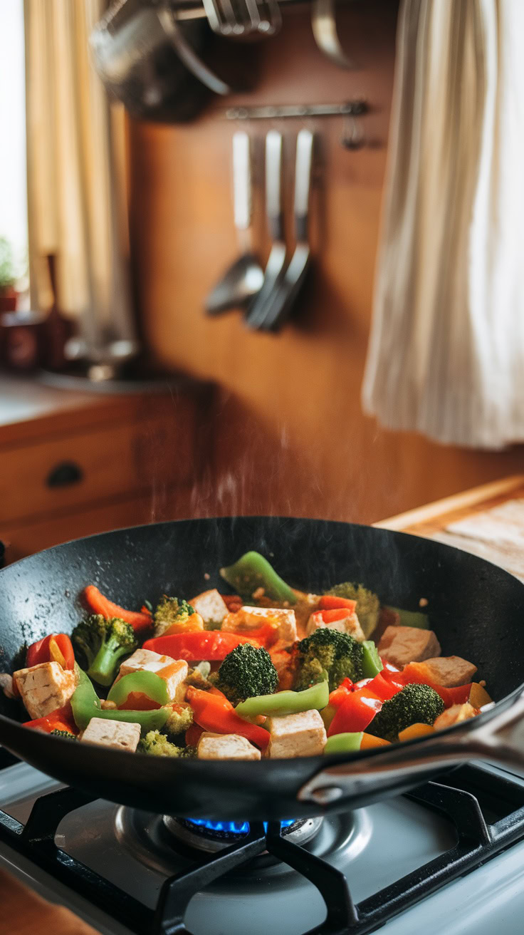 This vegetarian stir-fry with tofu is quick and easy to whip up for dinner. Just toss your favorite veggies and tofu in a hot pan, and let the flavors mingle. It’s a colorful and healthy meal that everyone will love!