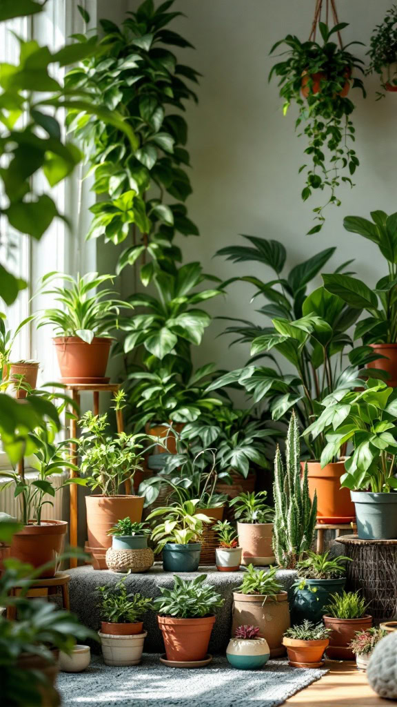 Indoor plants are like magic for your living room—they brighten the space, bring in a sense of calm, and even improve air quality. Whether it’s a cluster of leafy greens or a statement fiddle-leaf fig, plants can turn any room into a cozy retreat.