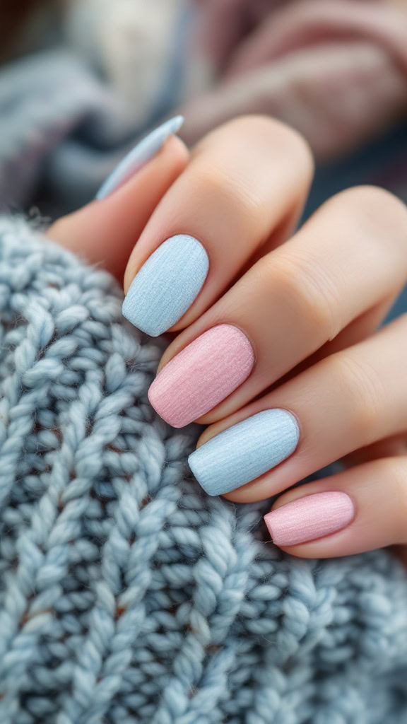 This design mimics the cozy textures of a knitted sweater, combining pastel shades with intricate patterns. It’s perfect for capturing the essence of sweater weather.