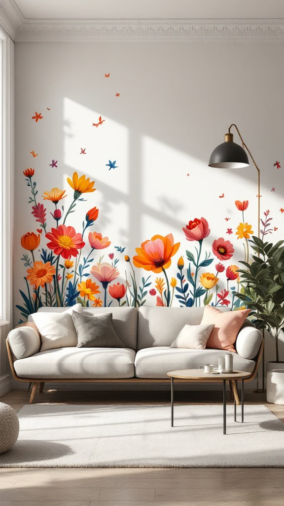 Whimsical wall art adds a playful touch to your living room. Think colorful prints, quirky characters, or fun patterns that bring smiles and conversation.