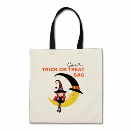 You can buy the Personalized Witch Halloween Trick or Treat Bag here