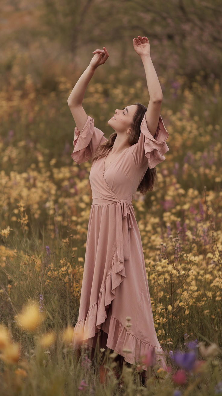 Wrap dresses with ruffled hems are perfect for spring! They offer a flowy, comfortable fit that flatters all body types. Pair one with your favorite sandals for a laid-back, boho vibe.