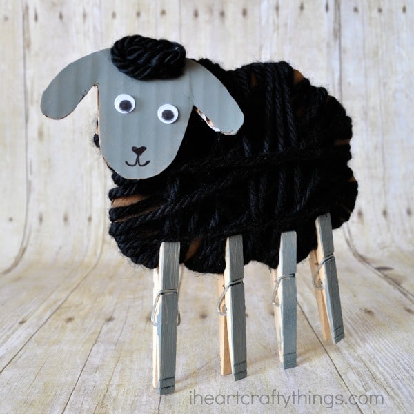 Yarn Wrapped Sheep Craft for Kids