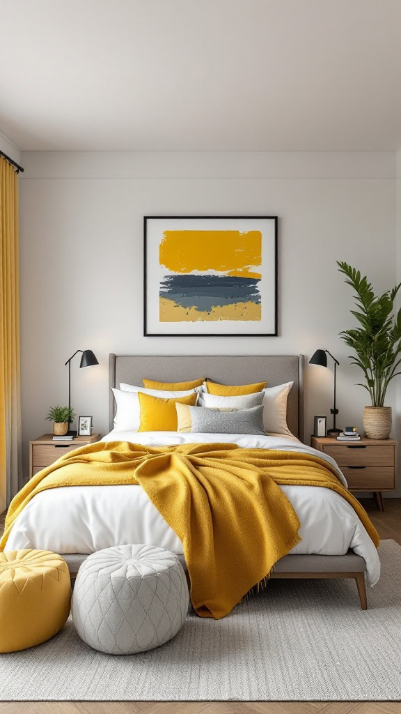 Yellow and grey are a match made in design heaven. This combination is cheerful yet balanced, creating a cozy yet modern aesthetic. Use yellow as the star and grey as the grounding element for a harmonious look.